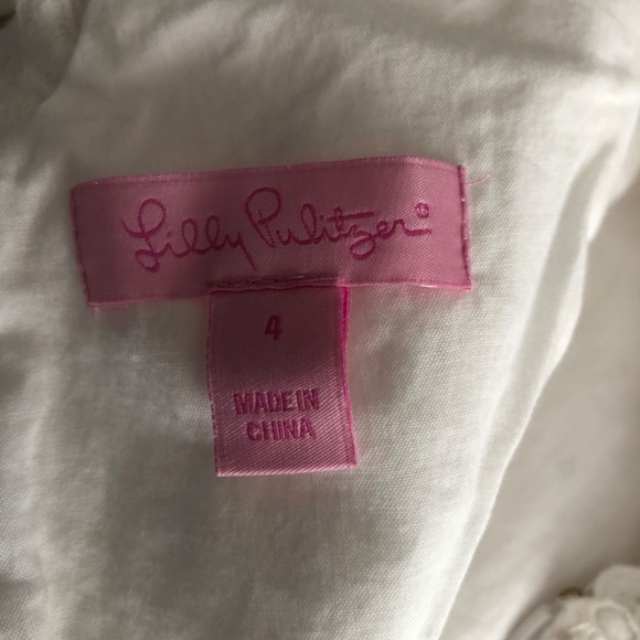 Lilly Pulitzer white cotton crochet like lined dress size 4 - Picture 5 of 8
